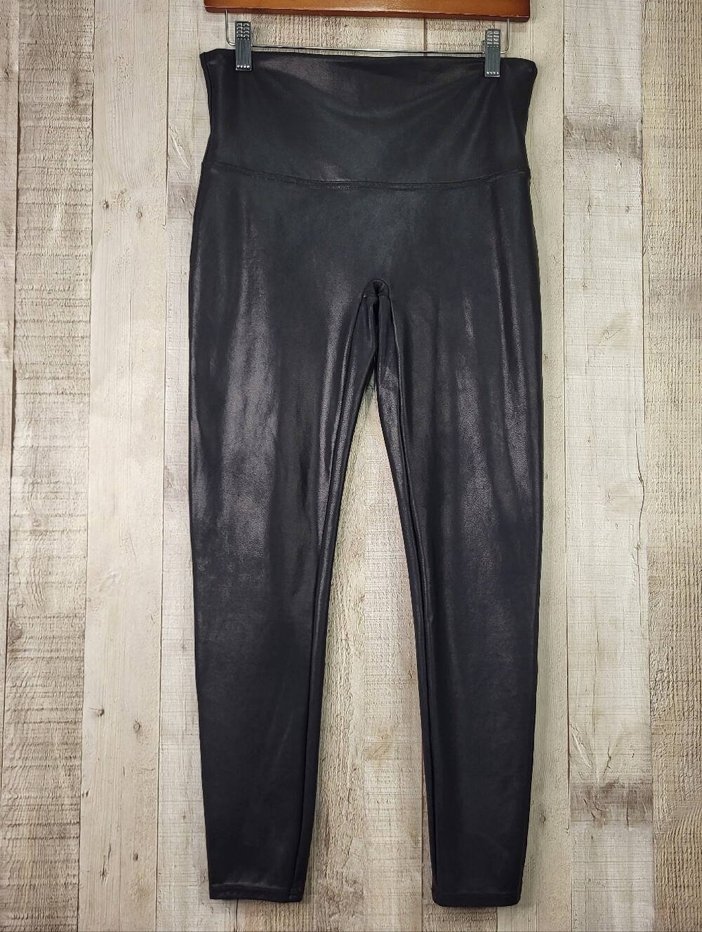 SPANX Black Faux Leather Leggings. Size  XL